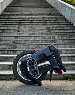 begode master electric unicycle with integrated suspension and kickstand