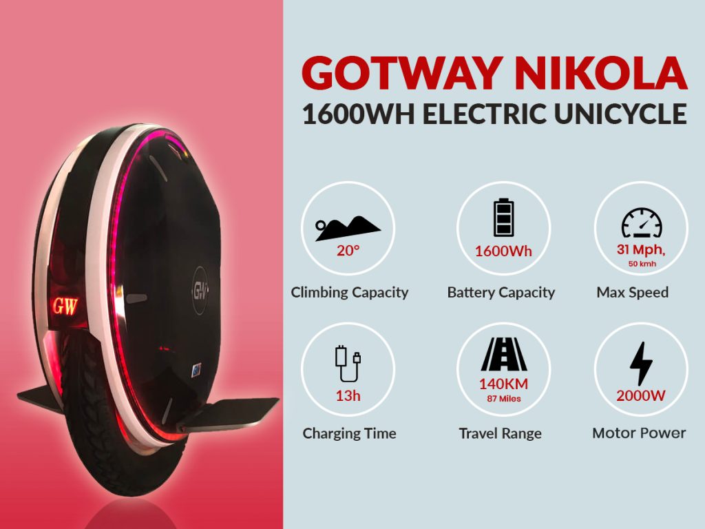 gotway nikola electric unicycle specs