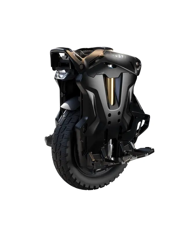 nosfet aero electric unicycle with integrated suspension and kickstand